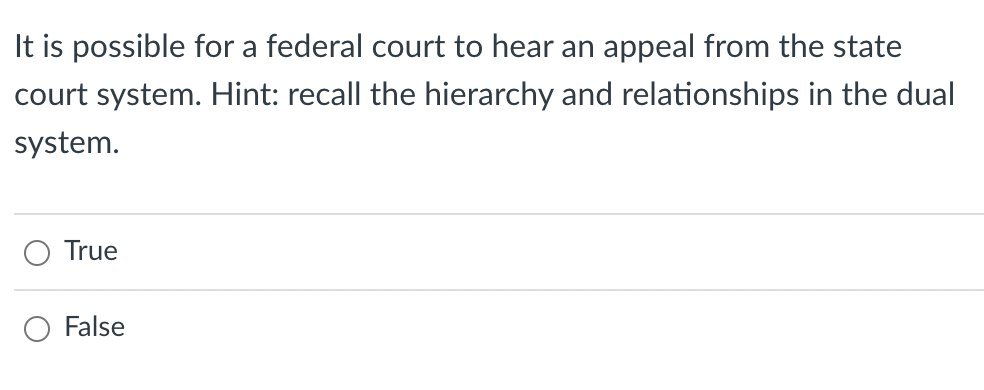 It Is Possible For A Federal Court To Hear An Appeal | Chegg.com