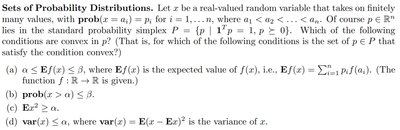 Solved = p = Sets of Probability Distributions. Let x be a | Chegg.com