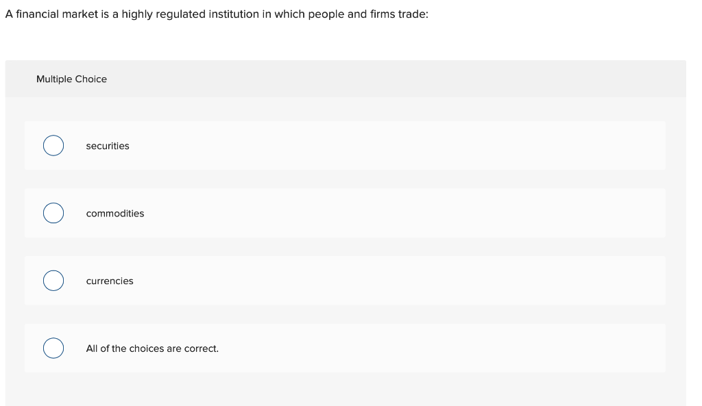 Solved A Financial Market Is A Highly Regulated Institution 