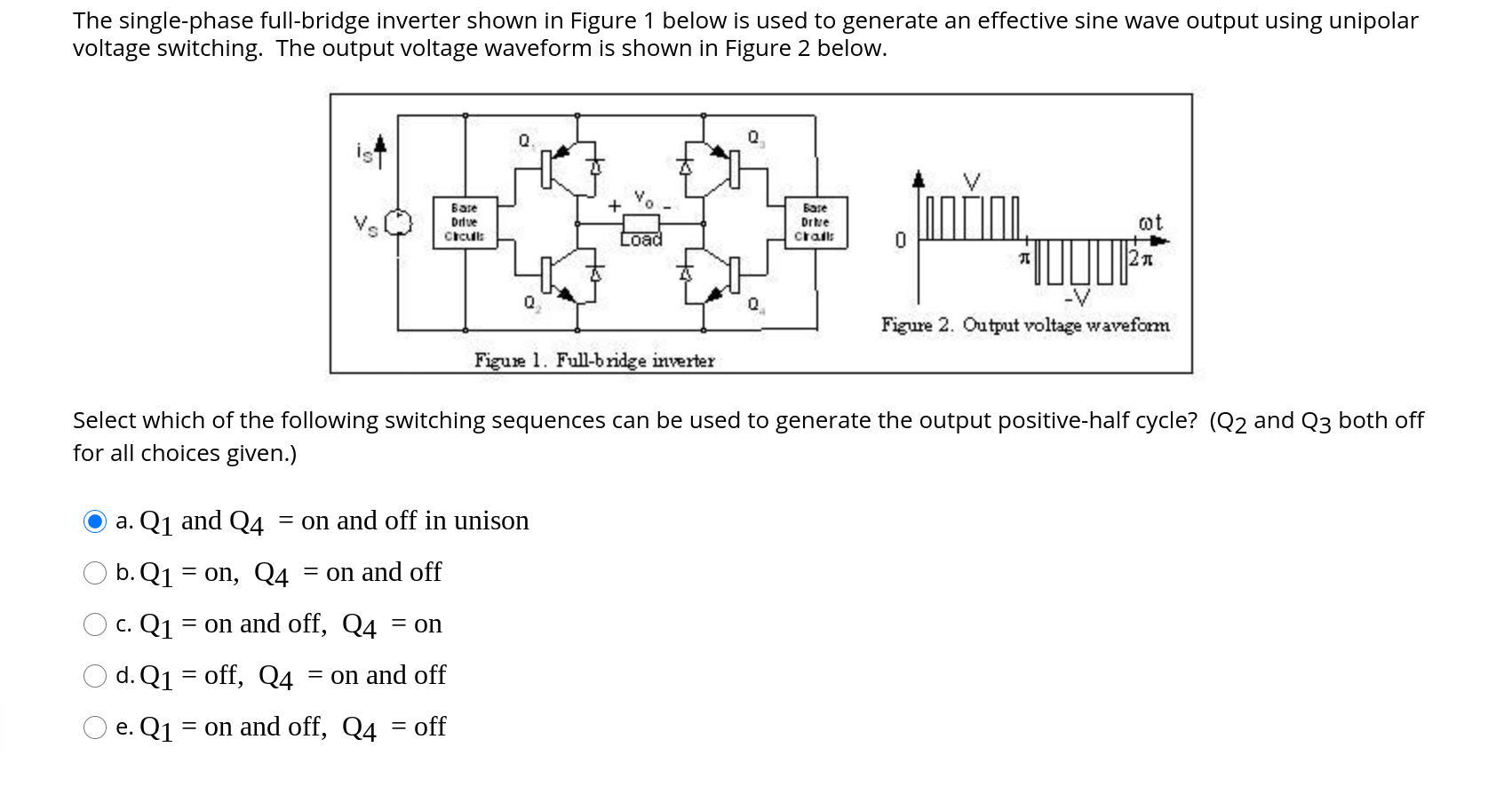 Solved The single-phase full-bridge inverter shown in Figure | Chegg.com