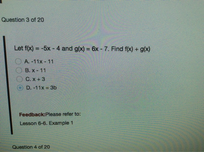 Solved Let F X 5x 4 And G X 6x 7 Find F X