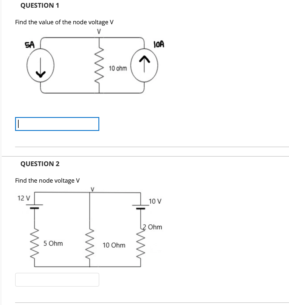 Solved QUESTION 1 Find the value of the node voltage V 홈 SA | Chegg.com