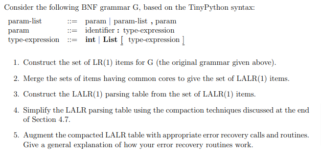 Consider the following BNF grammar G, based on the | Chegg.com