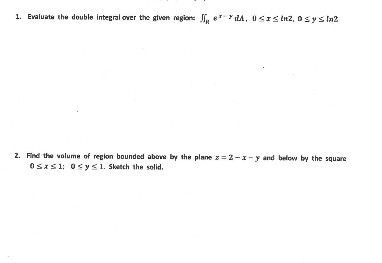 Solved 1. Evaluate The Double Integral Over The Given | Chegg.com