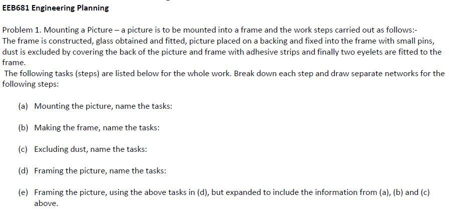 Problem 1. Mounting a Picture - a picture is to be | Chegg.com