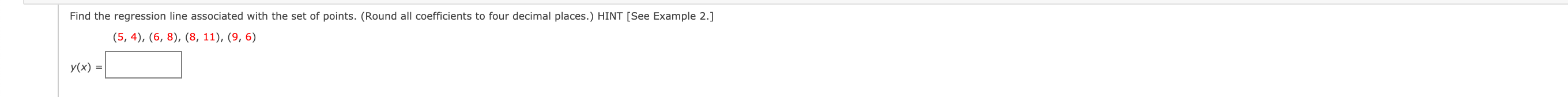 Solved Find the regression line associated with the set of | Chegg.com