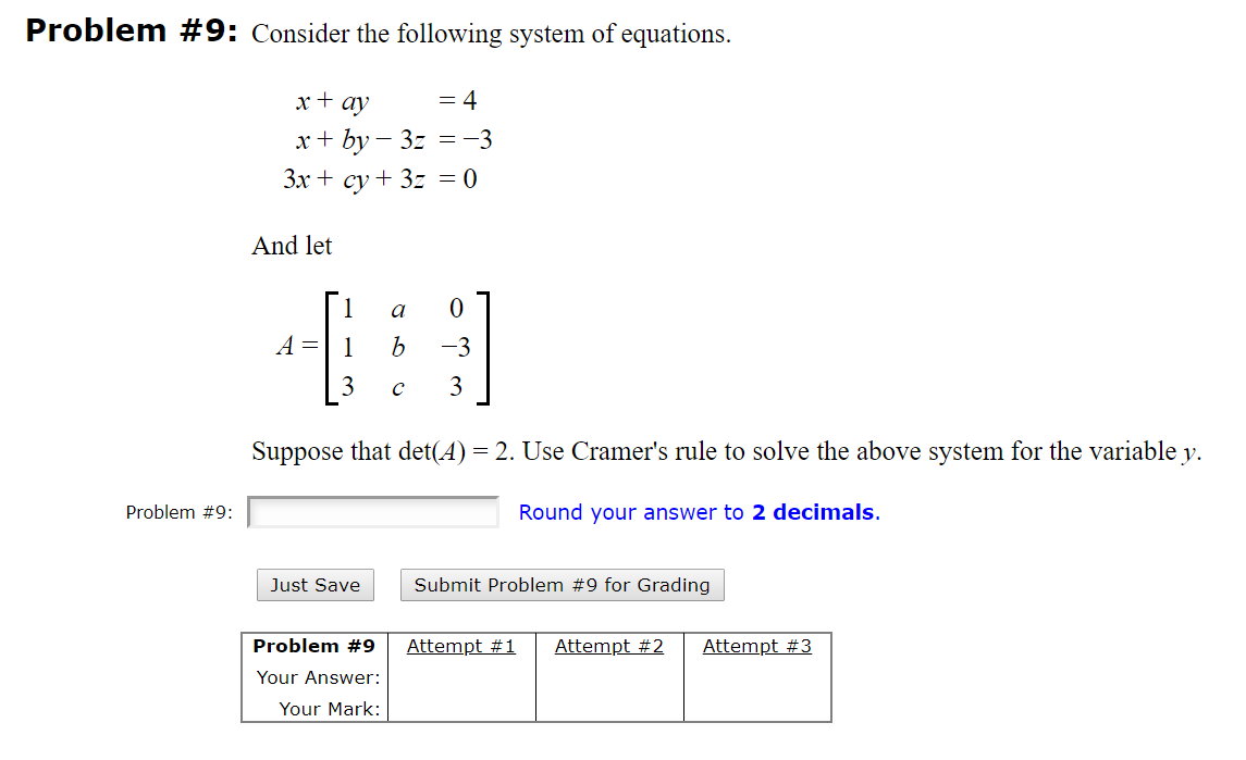 Solved Problem #9: Consider The Following System Of | Chegg.com