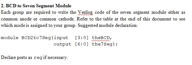 Solved 2. BCD To Seven Segment Module Each Group Are | Chegg.com