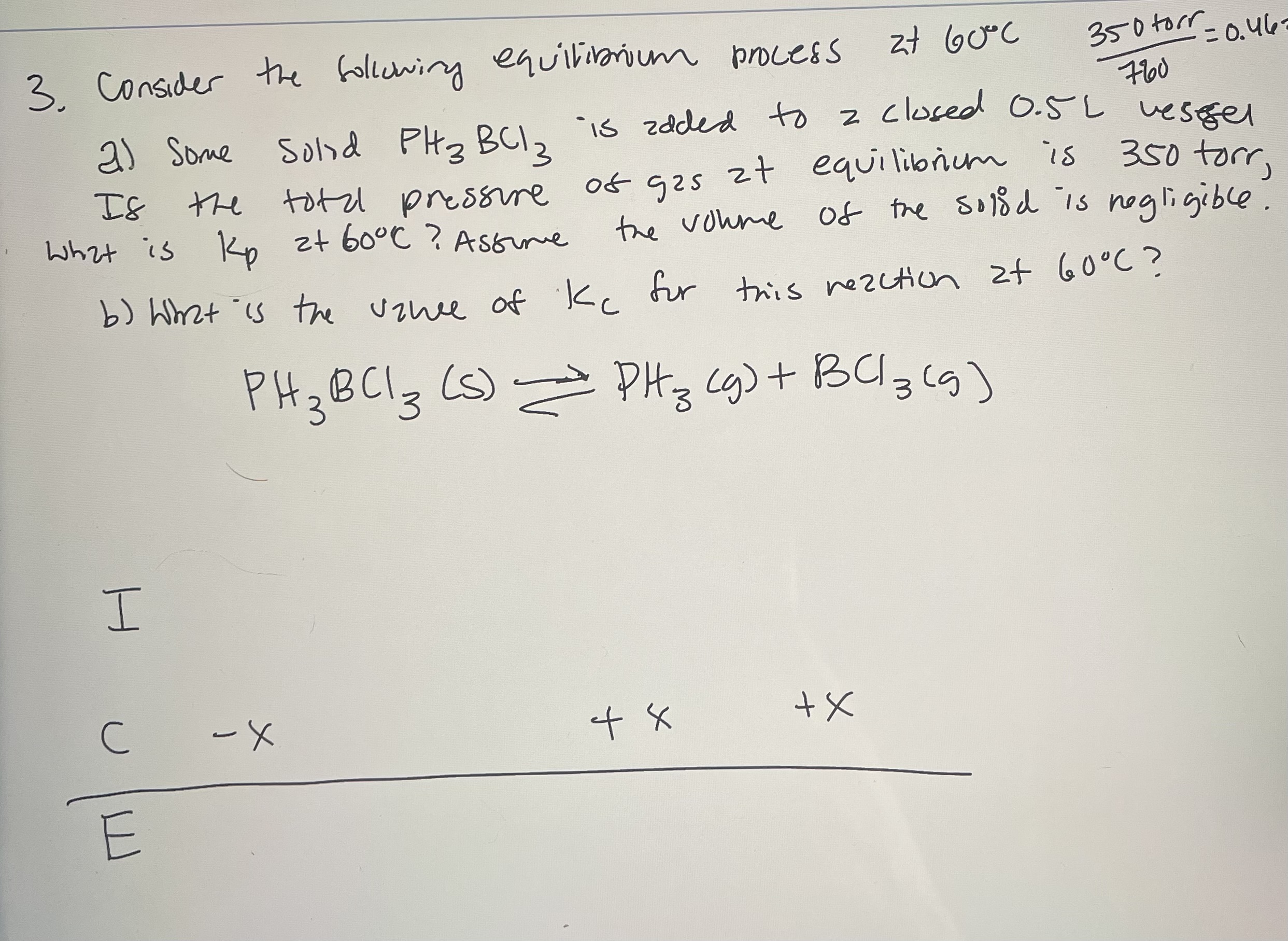 Solved 3. Consider The Following Equilibrium Process At | Chegg.com