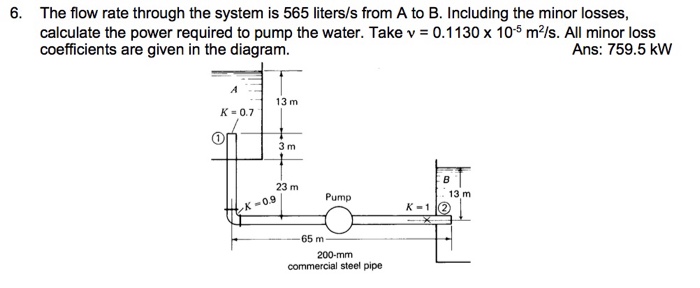 Solved 6. The flow rate through the system is 565 liters/s | Chegg.com