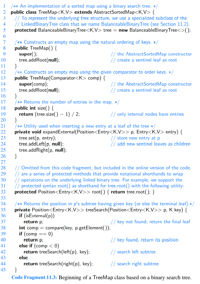 Solved 1 /** An implementation of a sorted map using a | Chegg.com