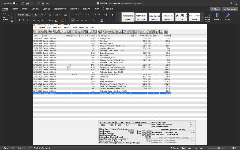 Solved Using the Dentrix Ledger screen shot below included