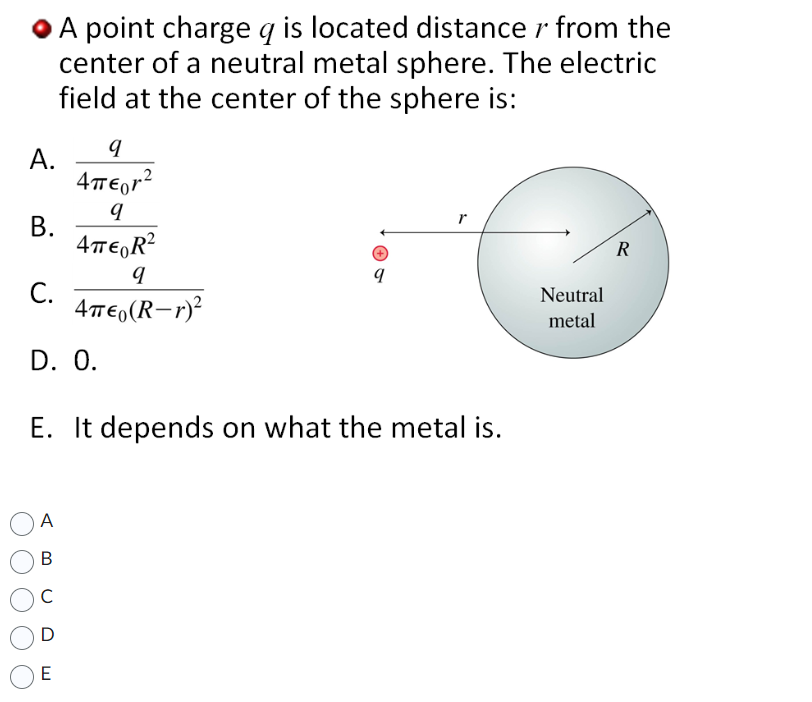 Solved - A point charge q is located distance r from the | Chegg.com