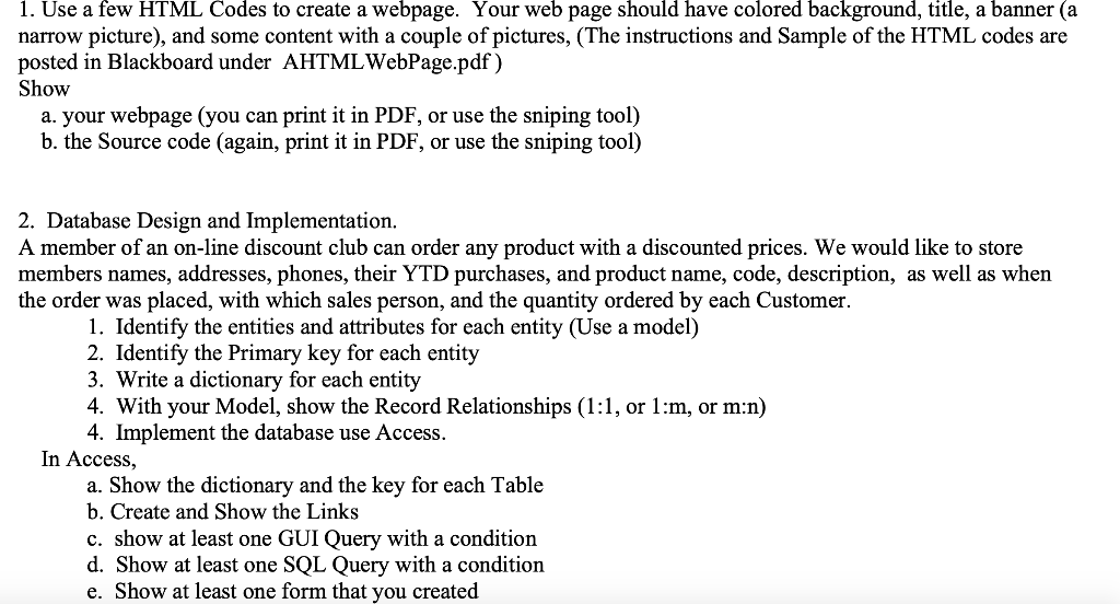 Solved 1. Use a few HTML Codes to create a webpage. Your web | Chegg.com