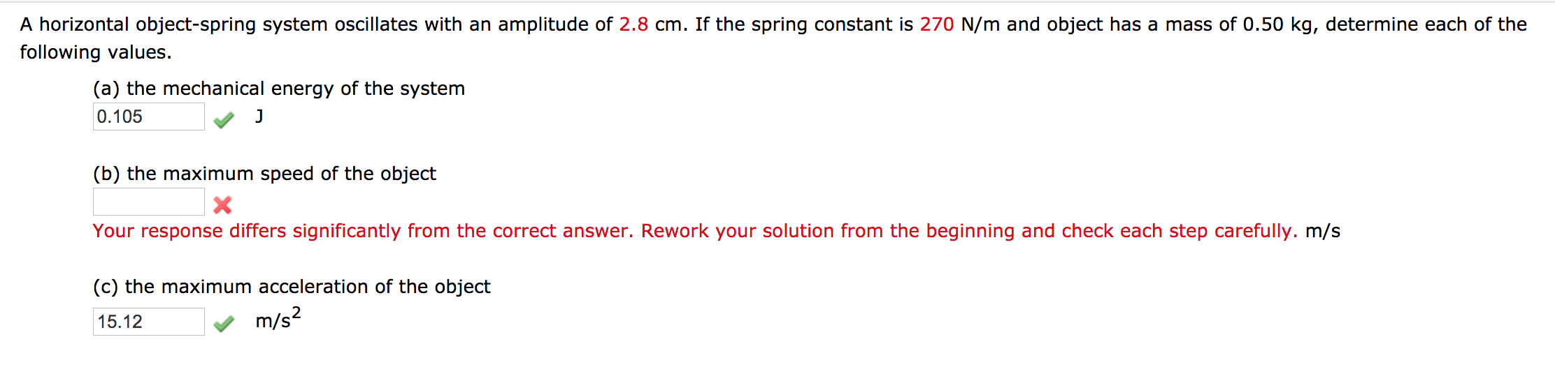 Solved A horizontal object-spring system oscillates with an | Chegg.com
