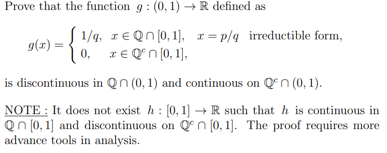 Solved Prove that the function g:(0,1)→R defined as | Chegg.com