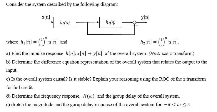 Solved Consider the system described by the following | Chegg.com