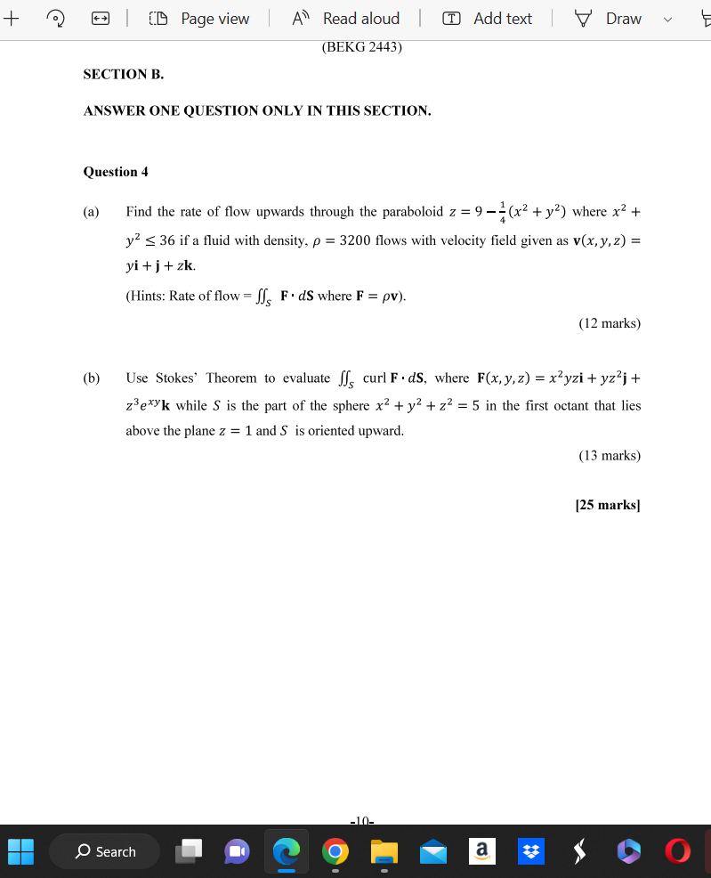 Solved SECTION B. ANSWER ONE QUESTION ONLY IN THIS SECTION. | Chegg.com