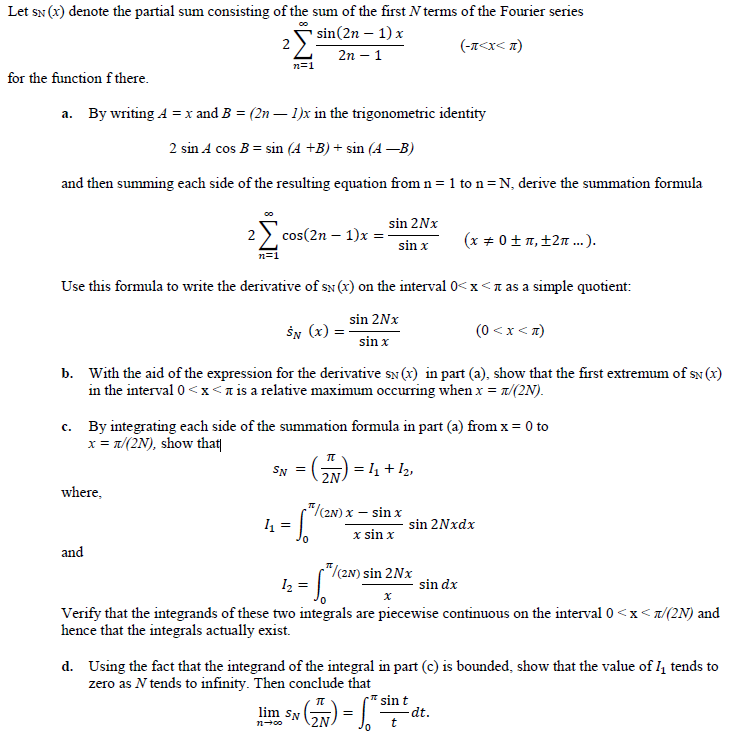 Solved Let sn (x) denote the partial sum consisting of the | Chegg.com