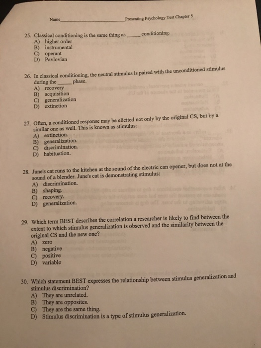 Solved Presenting Psychology Test Chapter 5 Name 7. To which | Chegg.com