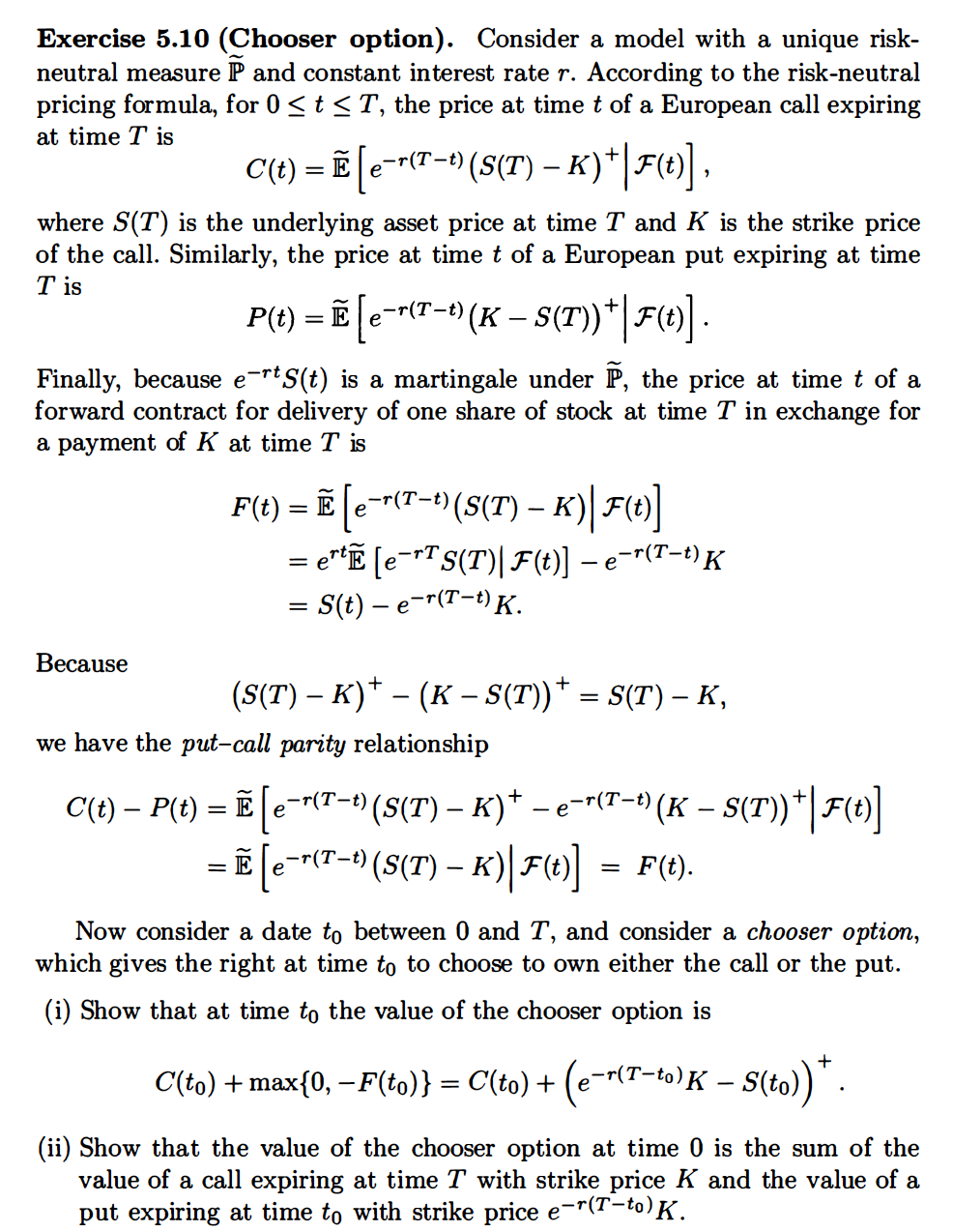 Exercise 5 10 Chooser Option Consider A Model W Chegg Com