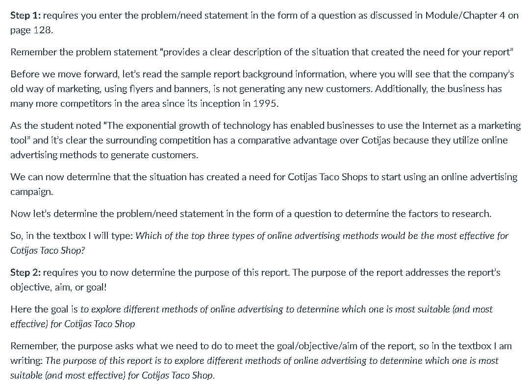 Solved ANALYTICAL REPORT TOPIC DESCRIPTION, PURPOSE  Chegg.com