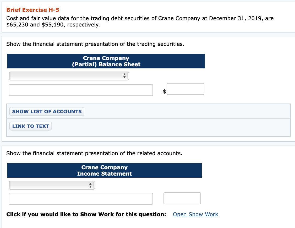 Solved Brief Exercise H 5 Cost And Fair Value Data For The Chegg