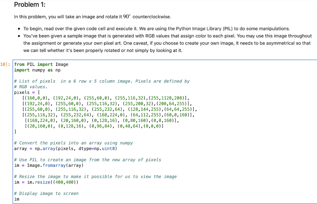 Solved Problem 1: In this problem, you will take an image | Chegg.com