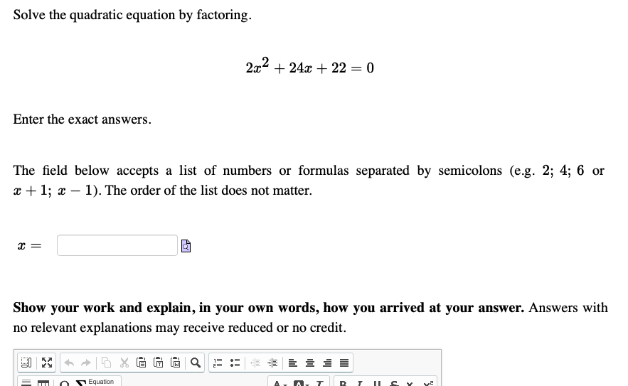 Solved Solve the quadratic equation by factoring. 2x2 + 24x | Chegg.com