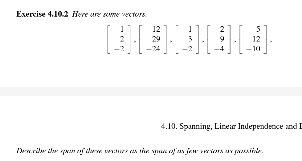 Solved Exercise 4.10.2 Here are some vectors. | Chegg.com