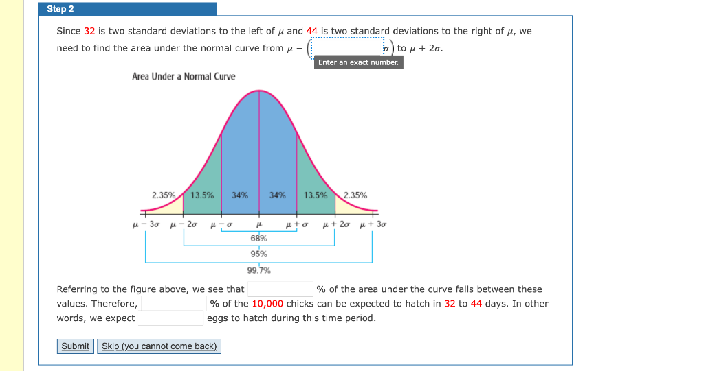 Solved Step 2 Since 32 is two standard deviations to the | Chegg.com