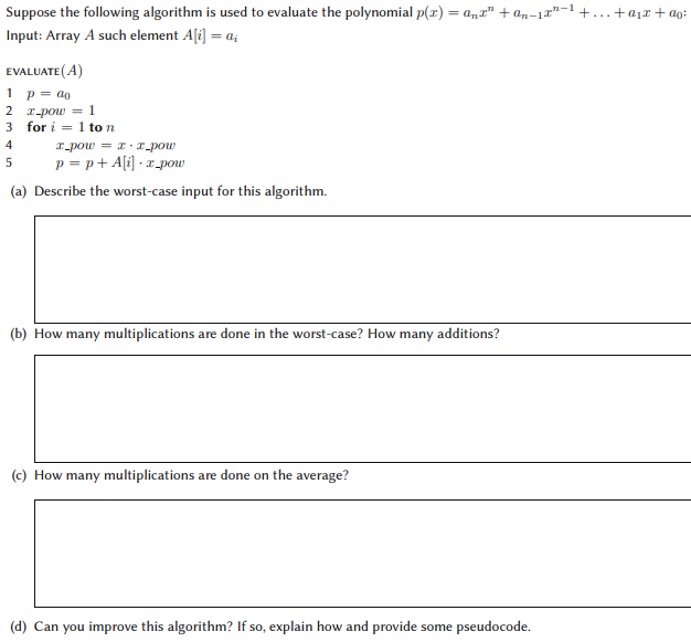 Solved + An-12-1+...+01 +00: Suppose the following algorithm | Chegg.com