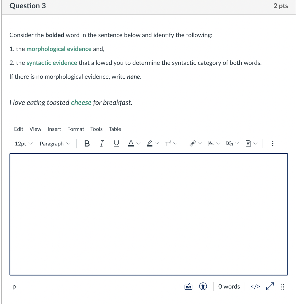 Consider the bolded word in the sentence below and | Chegg.com