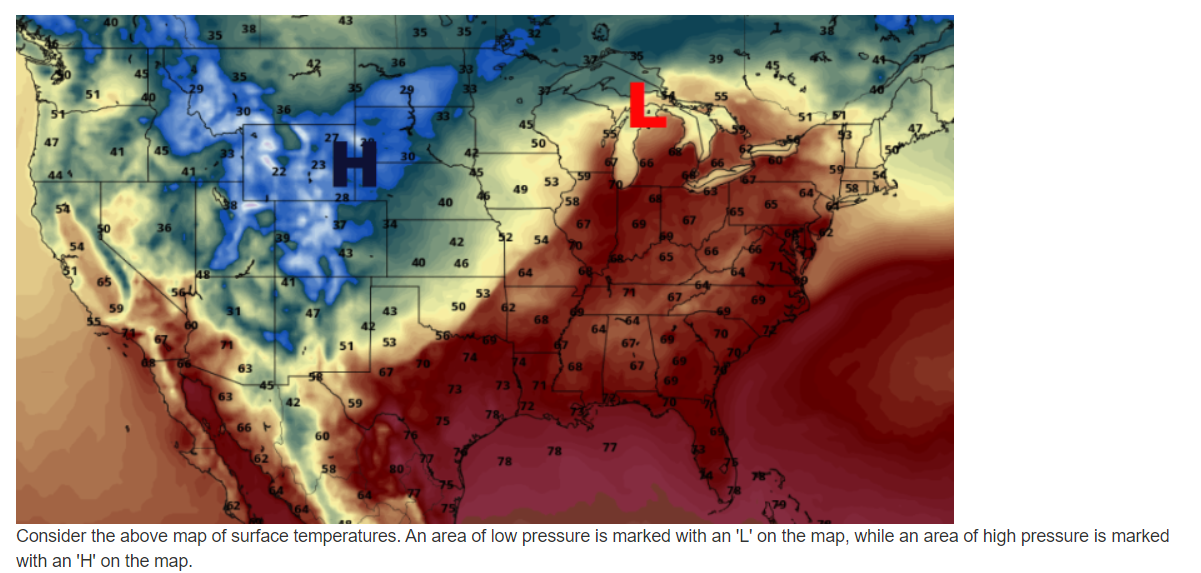 Solved 1.) Describe where the cold front on this map is | Chegg.com