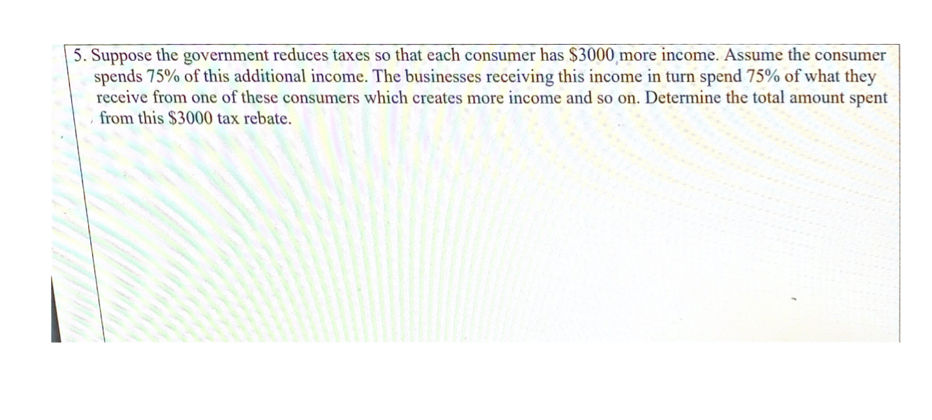 Solved 5. Suppose The Government Reduces Taxes So That Each | Chegg.com