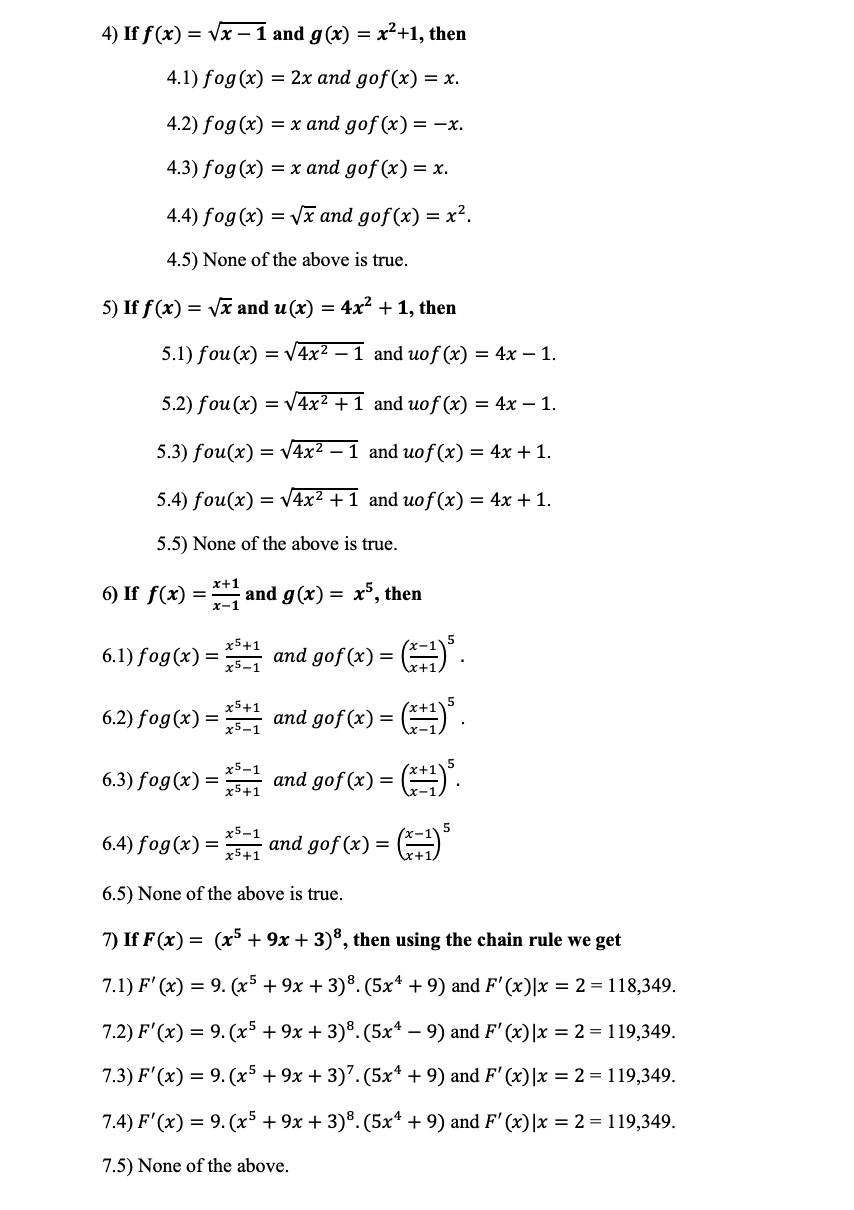 Solved 4 If F X Vx 1 And G X X2 1 Then 4 1 Fog Chegg Com