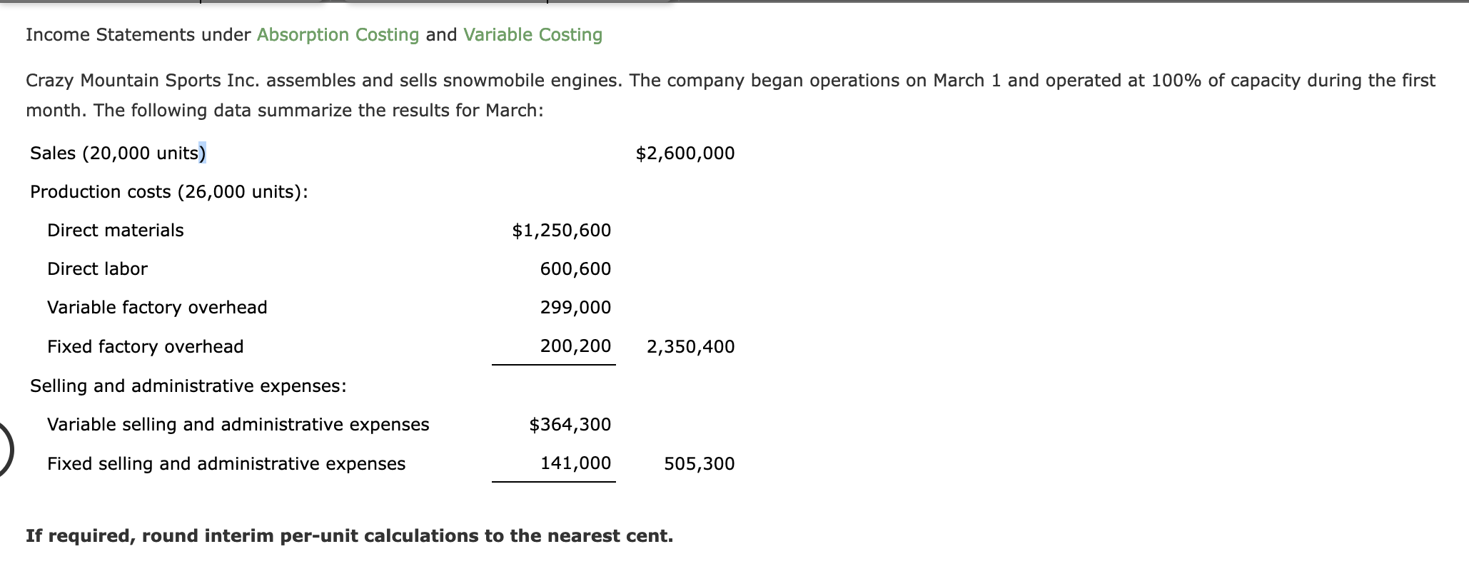 Solved Income Statements under Absorption Costing and | Chegg.com