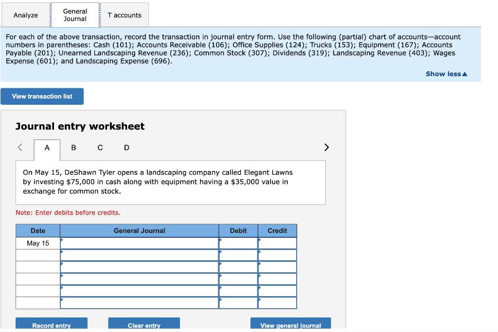 Solved For each transaction, (1) analyze the transaction | Chegg.com