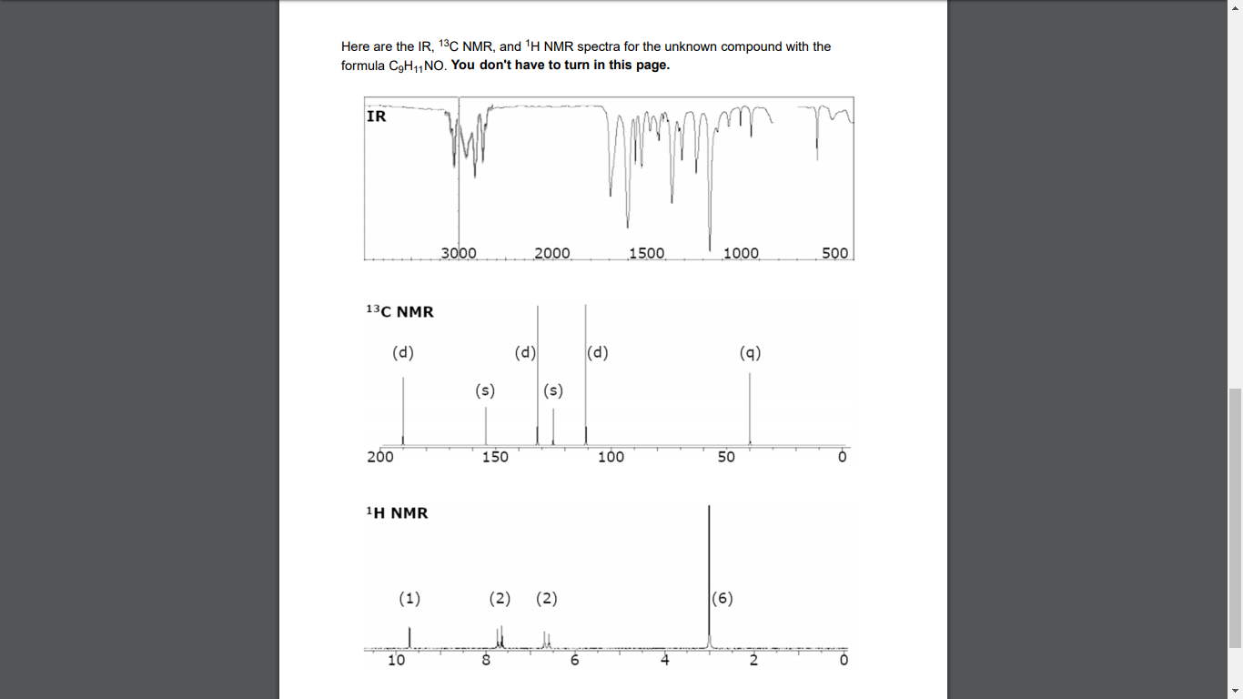 Solved Here are the IR, 13C NMR, and 'H NMR spectra for the | Chegg.com