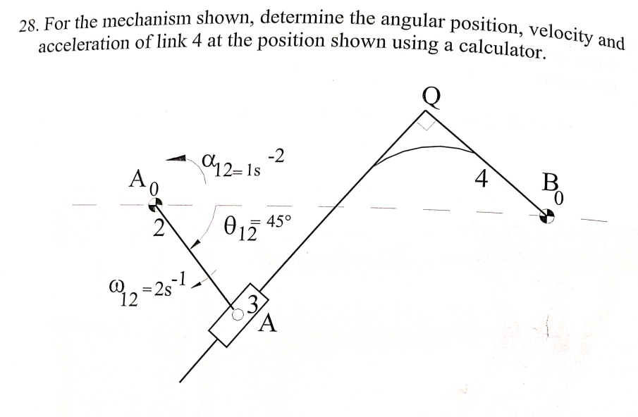 28. For the mechanism shown, determine the angular | Chegg.com
