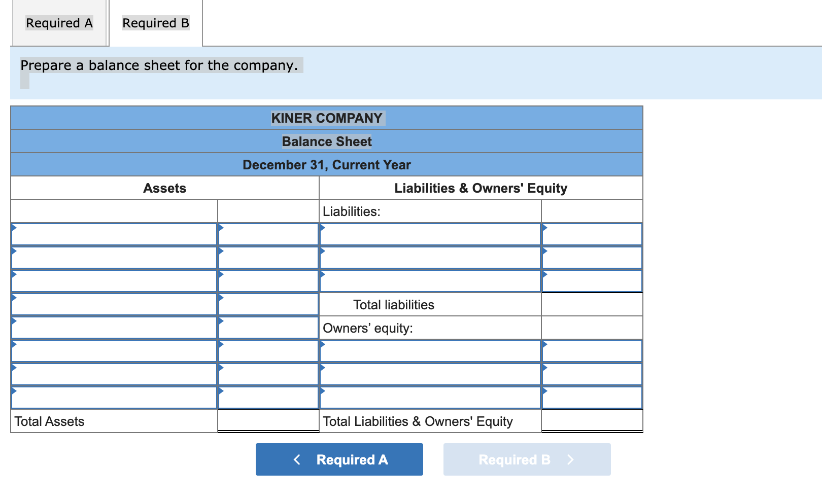 Solved Che 3 The balance sheet items of Kiner Company as of