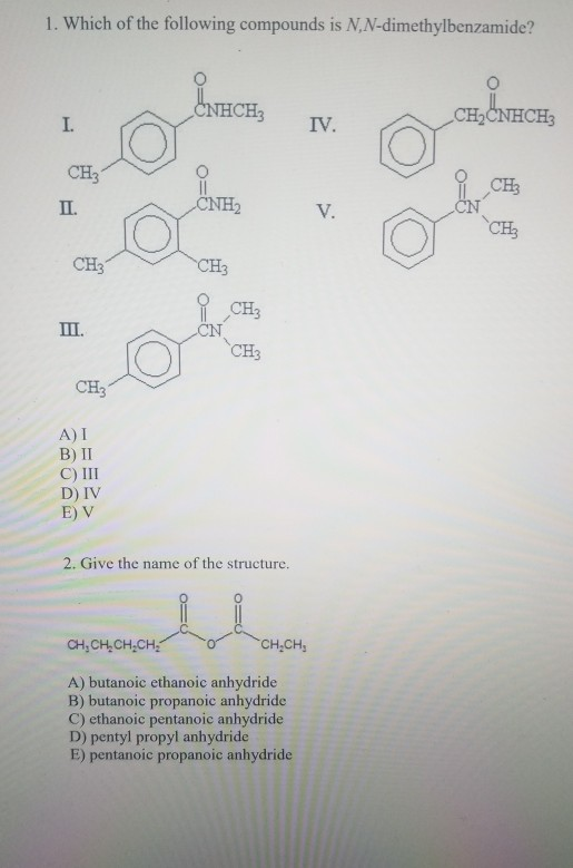 Solved 1. Which of the following compounds is