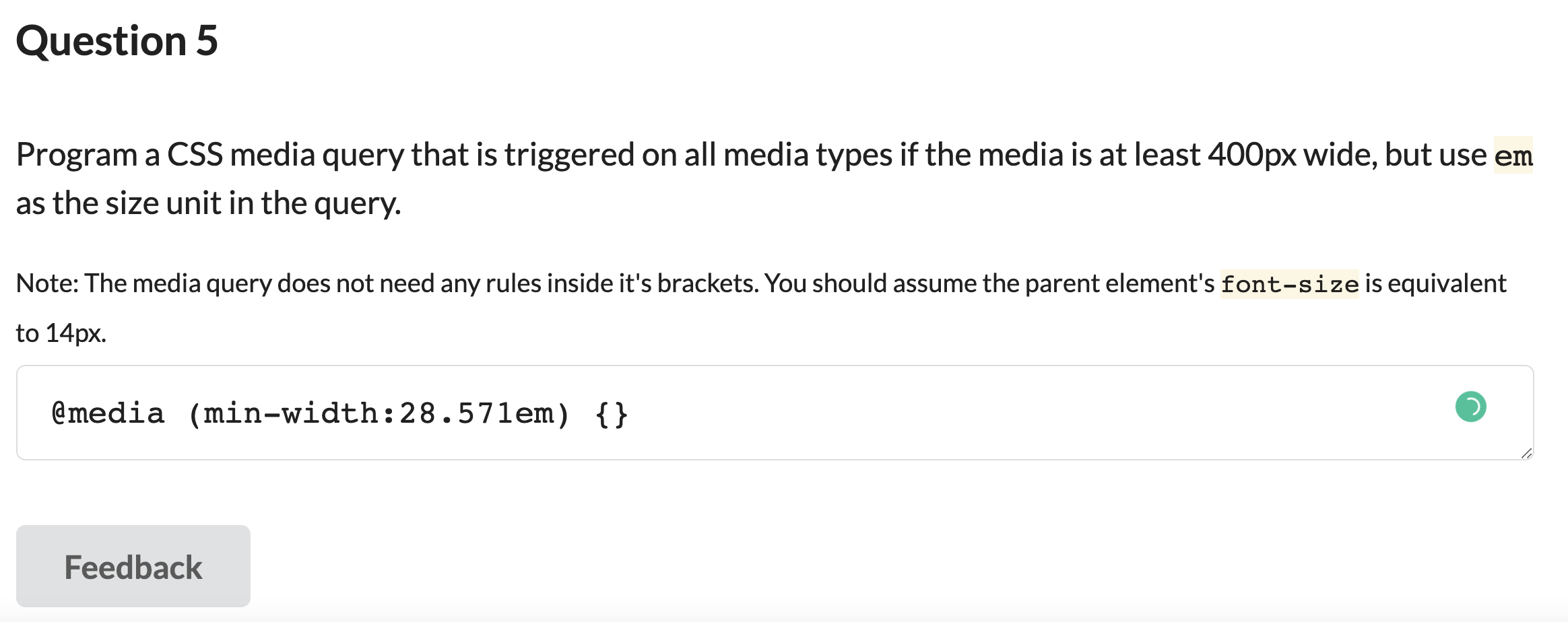 Solved Question 2 Program a CSS media query that is | Chegg.com