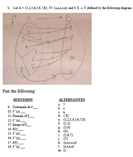 Solved B Let A 1 2 3 4 5 6 7 8 Y A E I O U And F Chegg Com