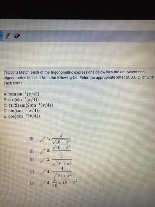Solved: Match Each Of The Trigonometric Expressions Below | Chegg.com
