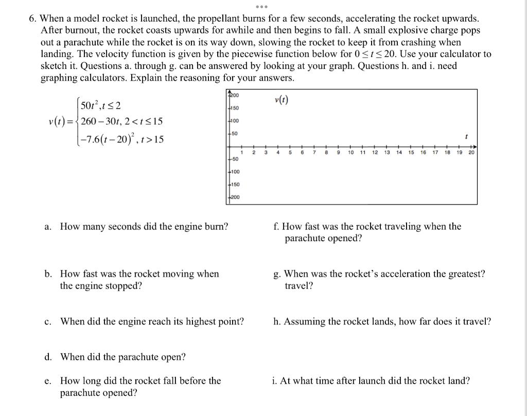 Solved 6. When a model rocket is launched, the propellant | Chegg.com