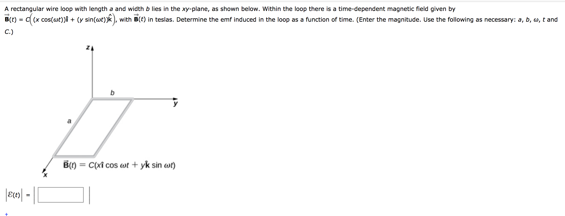 Solved A Rectangular Wire Loop With Length A And Width B Chegg Com