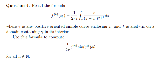 Solved Question 4. Recall the formula k20 where y is any | Chegg.com