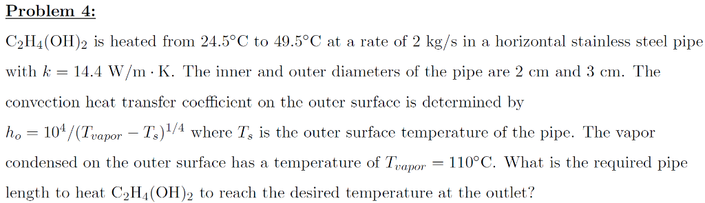 Problem 4: C2H4(OH)2 is heated from 24.5°C to 49.5°C | Chegg.com