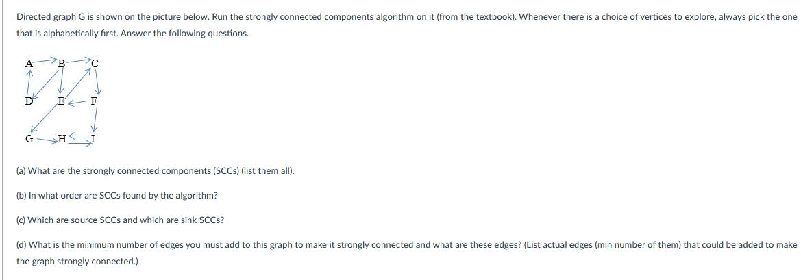 Solved Directed graph G is shown on the picture below. Run | Chegg.com